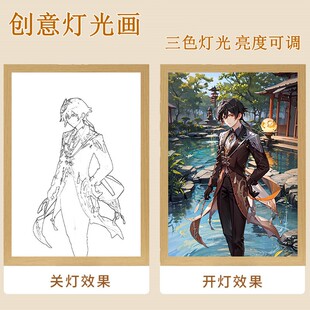 神里绫华原神灯光画周边小夜灯电竞房生日礼物装饰画摆件发光画凌