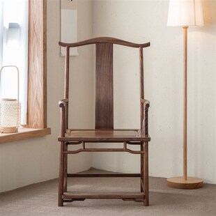 杪轩新中式黑胡桃木主人椅太师椅实木高背禅意扶手圈椅官帽靠背椅