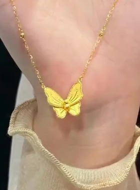 金包银花月佳期梦蝴蝶项链女款锁骨链吊坠送妈妈送女友情人节礼物