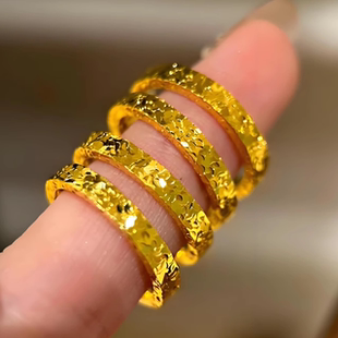 金包银三面碎冰冰戒指环满天星高级爆闪情侣对戒生日礼物送女友