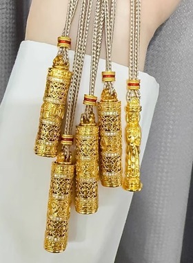 金包银八宝随身佛吊坠古法镶钻镂空可打开毛衣项链送男女朋友礼物