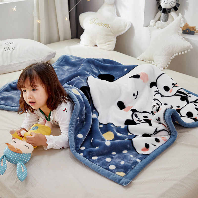 加厚儿童毛毯双层双面学生宿舍单人盖毯幼儿园午睡小被子冬季云毯