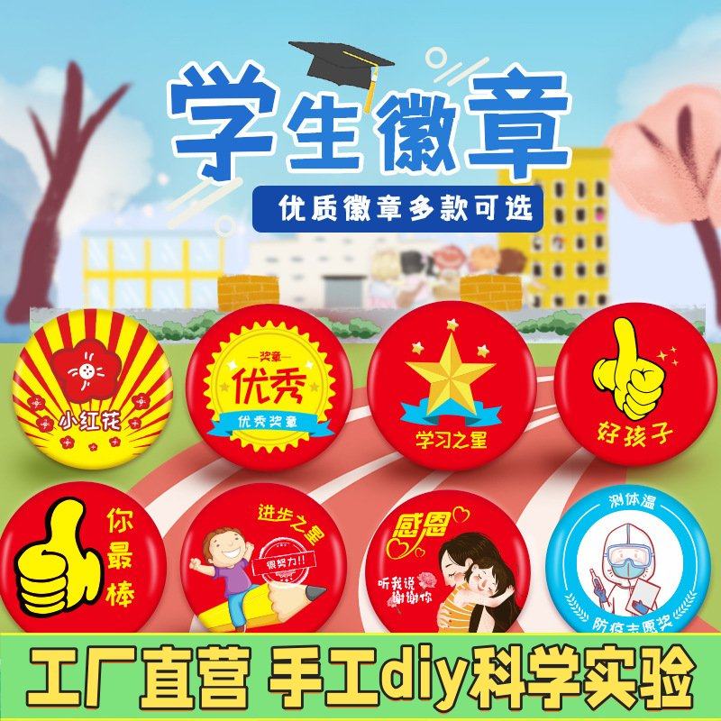 马口铁小红花奖励徽章小学生教师鼓励勋章幼儿园毕业典礼活动EC19