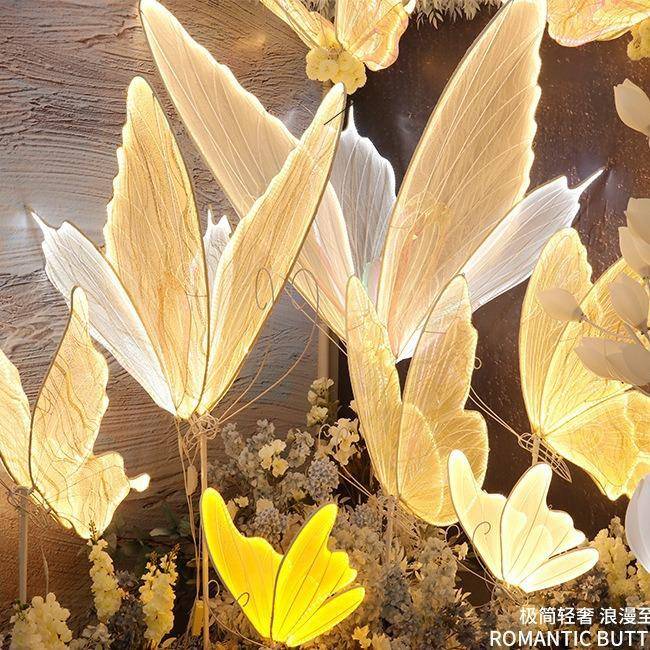 婚庆美台陈PYH蝴蝶路引灯商场台舞地插布装置饰灵蝶发光灯婚礼舞