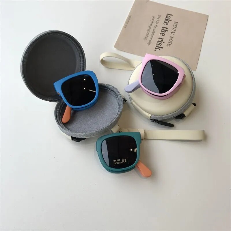 新款多巴胺儿童折叠太阳镜宝宝防紫外线墨镜遮阳舒适男女童眼镜