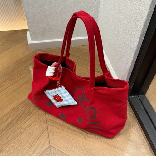 HelloKitty凯蒂猫帆布托特包手提单肩通勤大容量学生女2025新款