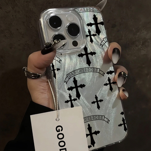 ins超火y2k亚文化暗黑十字架17pro适用16苹果15Promax手机壳iPhone14高级感13小众12羽纱小米11女男潮牌情侣