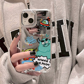 ins超火可爱卡通iPhone17pro巴斯光年16e适用15苹果14Promax手机壳12镜面13补妆镜子小众玩具总动员plus女潮