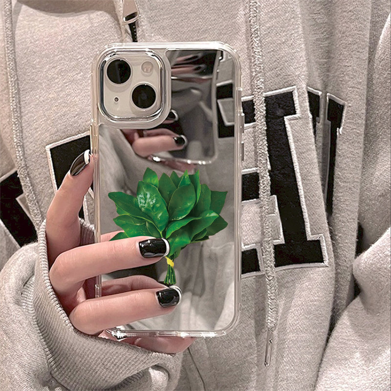 小众好运柚子叶手机壳镜面高级感