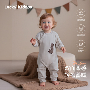 LK婴儿连体衣秋季 德绒爬服新生儿羊毛家居服a类哈衣宝宝衣服 新款