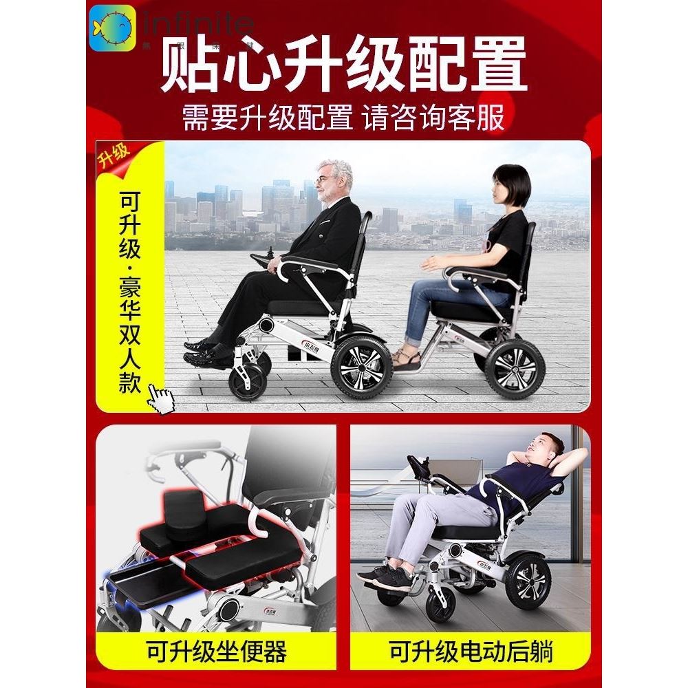 小飞哥电动轮椅智能全自动折叠后躺超轻便残疾人便携老年人代步车