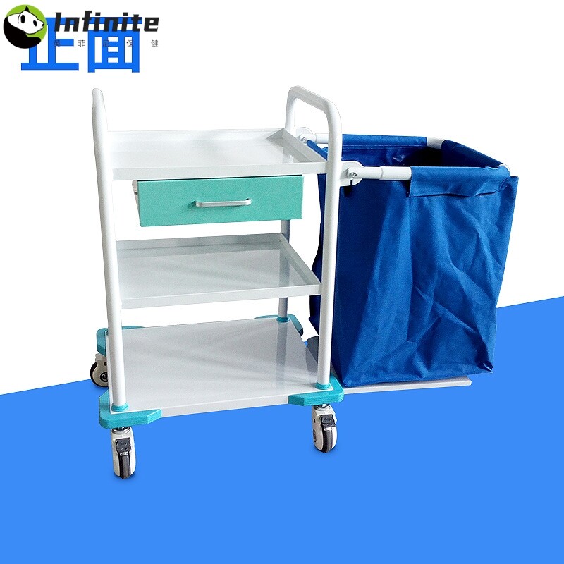 厂家医用晨间护理车折叠钢喷塑护理车医用扫床车医用污物车