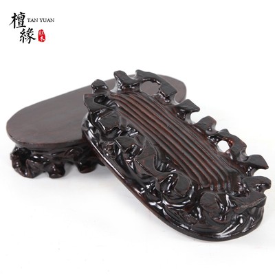 红木根雕底座实木奇石玉器底座可挖槽花盆摆件木托椭圆形石头底座