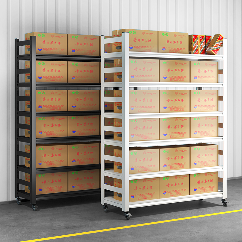 仓储货架带轮置物架多层超市家用加厚储物架仓库储藏室落地钢架子