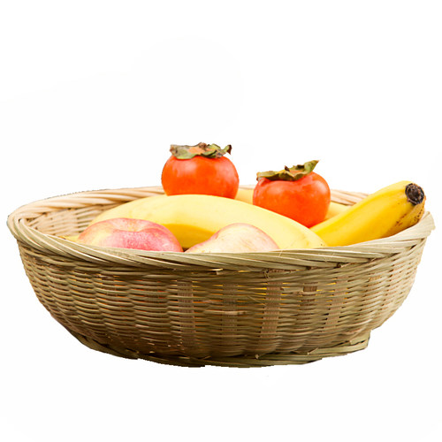 竹编托盘水果篮子馒头特色手工盆碗客厅厨房沥水簸箕篮点心收纳筐