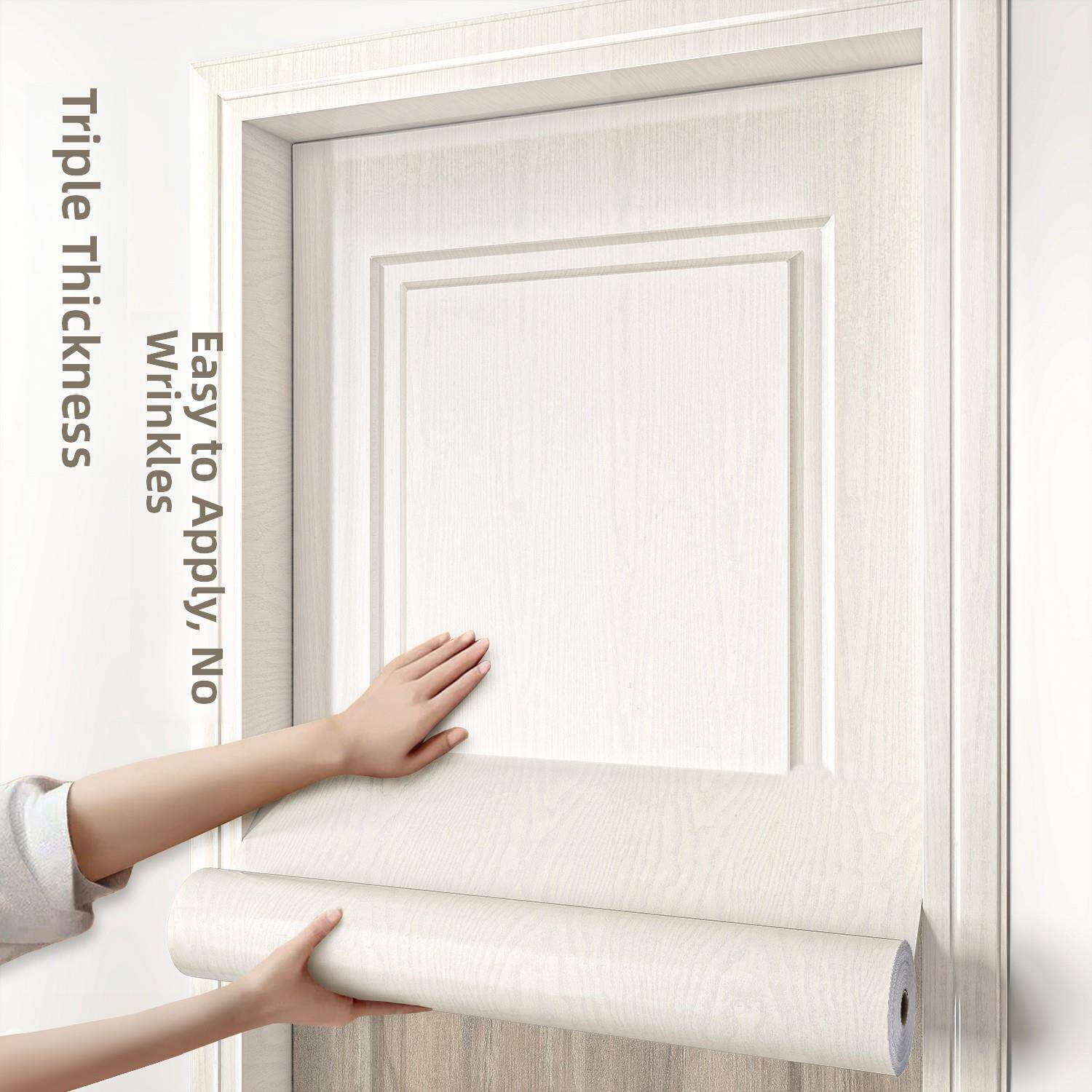 门贴纸木门翻新自粘旧门遮丑补洞卧室门装饰包门套房门木纹改色膜