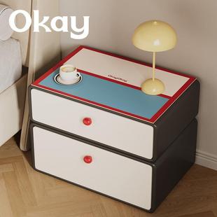 OKAY撞色拼贴床头柜垫防尘耐脏卧室台面保护垫皮革防水防烫盖布垫