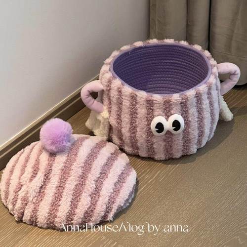 小怪兽收纳筐多巴胺家用客厅杂物零食整理篮玄关可爱置物收纳盒子