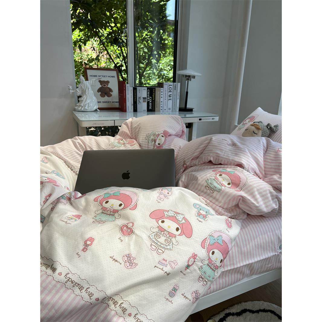 ins粉色小清新简约单人宿舍公寓学生三件套0.9m1.2少女心床单被套