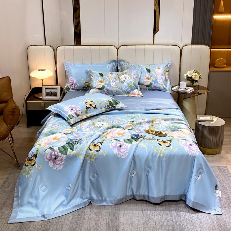 水洗天丝夏凉被四件套可机洗冰丝空调被单双人夏季薄款被子