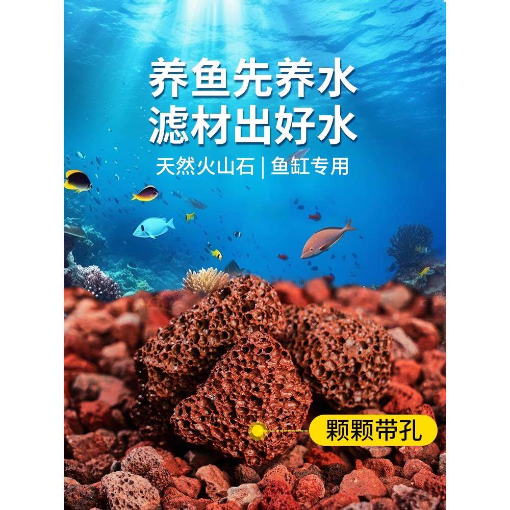 德国火山石鱼缸专用养鱼缸底砂造景沙天然滤材免水洗颗粒大块底沙
