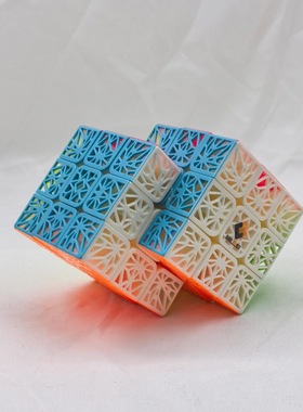 梯色二连八平面镂空3阶魔方2连8连Double Fused Cube限制旋转连体