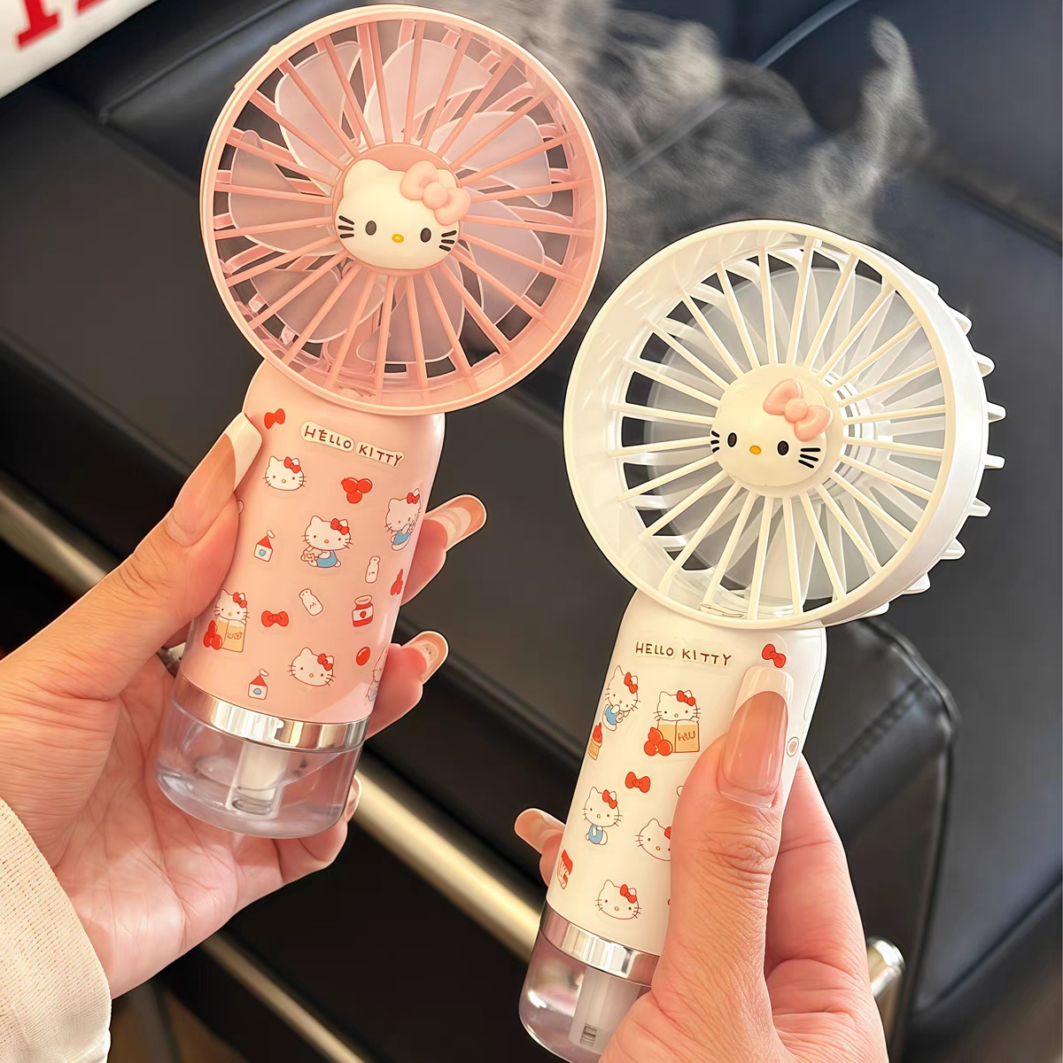 HelloKitty喷雾风扇小型制冷加湿手持静音宿舍办公室桌面USB充电