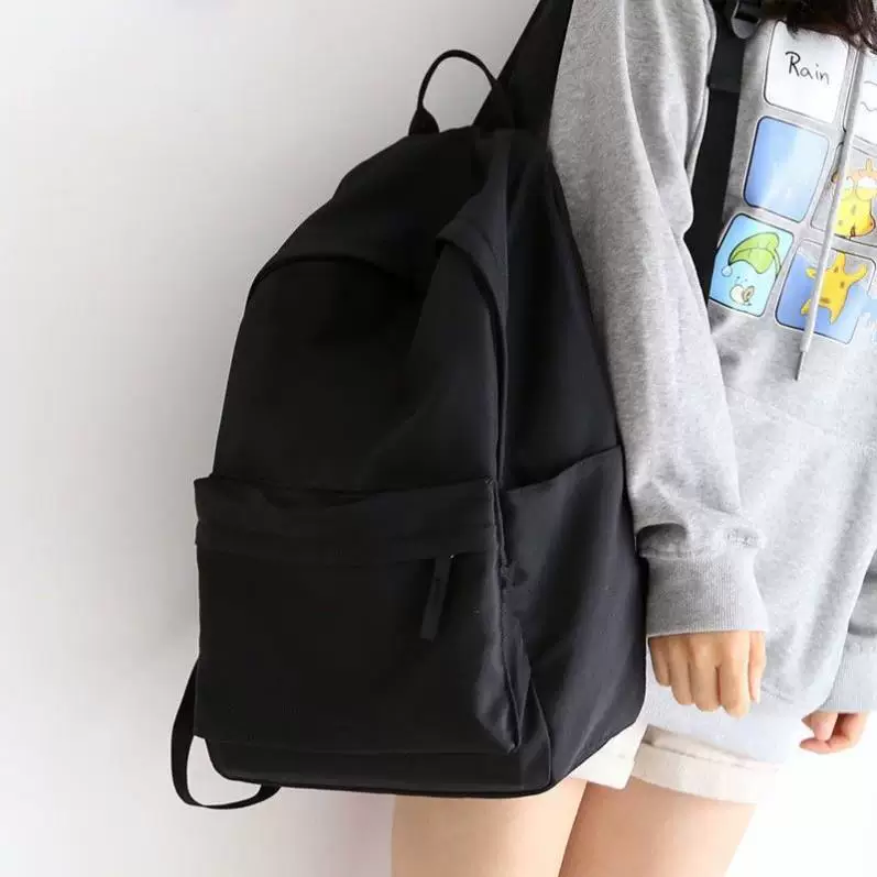 大小款纯色帆布书包男双肩包女韩版高中生双肩背包中学生简约百搭