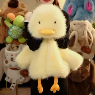 女童冬季新款毛茸茸萌宝可爱小鸭子冬天仿貂毛兔毛加厚成人外套