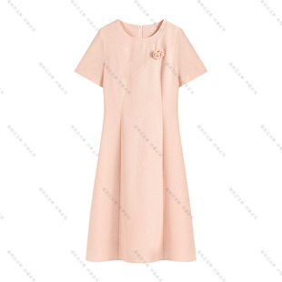 圆领短袖 新款 2026夏季 气质收腰小鱼尾连衣裙S3223 南油虹姐