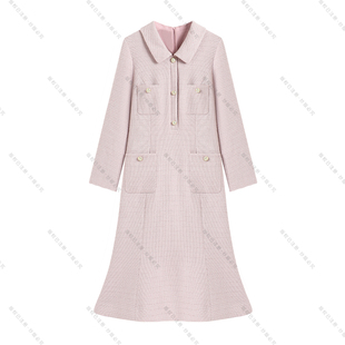 【南油虹姐】秋冬新款千金风复古小香风收腰鱼尾显瘦连衣裙3152