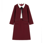 撞色蝴蝶结气质减龄假两件连衣裙2632 早秋新款 南油虹姐 时尚