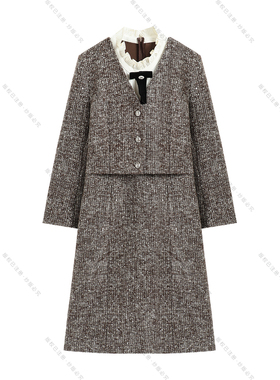 【南油虹姐】秋季新款小香风假两件气质显瘦优雅连衣裙3071