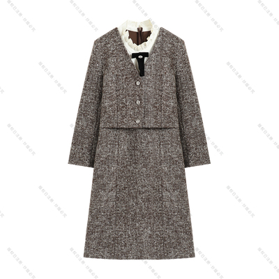 【南油虹姐】秋季新款小香风假两件气质显瘦优雅连衣裙3071