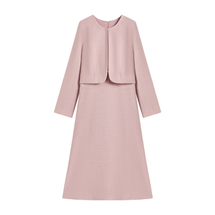 【南油虹姐】秋冬新款V领三粒扣假两件气质显瘦名媛连衣裙3144