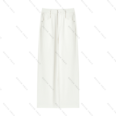 【南油虹姐】新款白牛百搭显瘦中高腰窄版直筒牛仔裤时尚KZ424