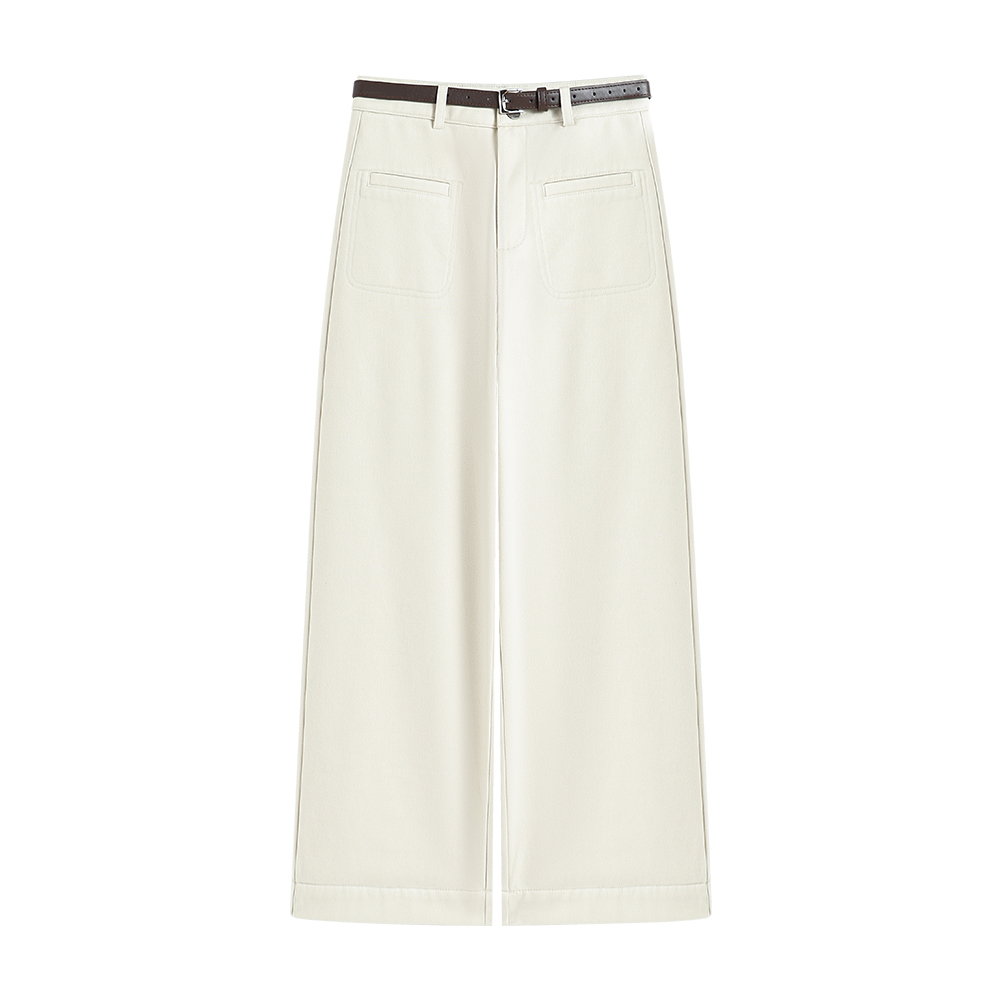 【冬季新款】· 经典米白 · 加绒加厚中高腰舒适直筒休闲裤