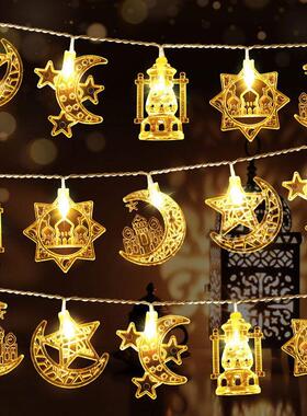 月亮城堡LED灯串星月串灯宫廷节日装饰灯彩灯星伴月闪灯