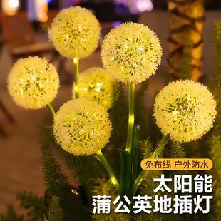 led太阳能灯批发葱花球蒲公英插地灯 户外发光庭院别墅装饰草坪灯
