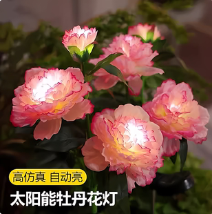 太阳能户外牡丹花防水七彩变色光纤芦苇灯灯庭院阳台花园地插草坪