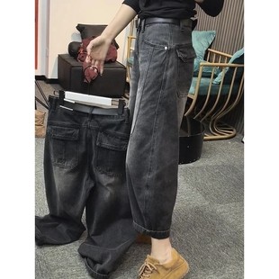 爆款 胖mm小个子显瘦哈伦老爹裤 美式 女大码 覆古弯刀香蕉牛仔裤 秋季