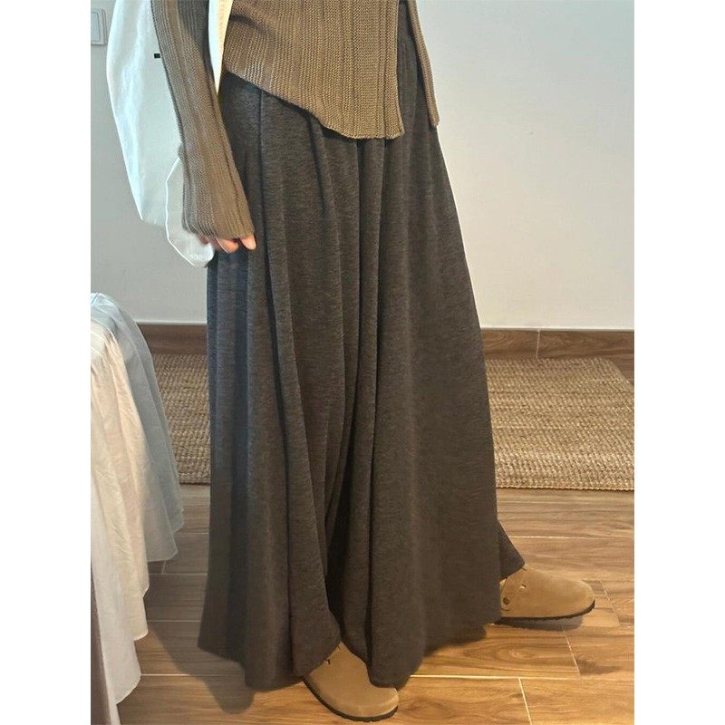 韩国深灰色糯米裙裤女秋冬新款胖mm高腰宽松显瘦垂感阔腿休闲裤子,女装/女士精品,大码裤装,淘宝优惠券,粉丝福利购,淘宝优惠卷
