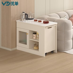 奶油风沙发边几茶台一体可伸缩沙发侧边柜客厅边角几小型茶台J45