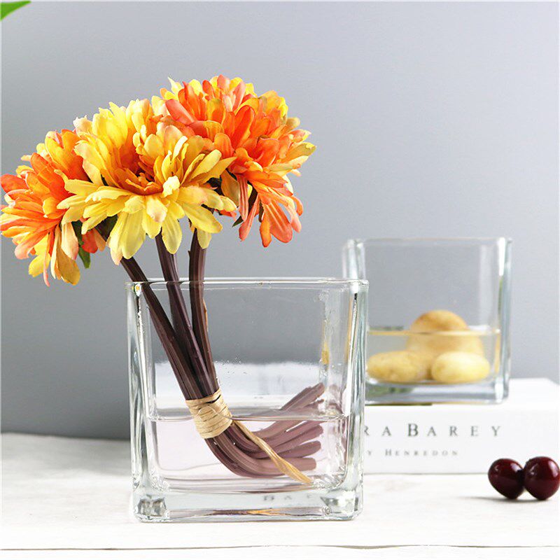 包邮小清新正方形水培器皿植物花盆玻璃花瓶透明方缸绿萝睡莲鱼缸