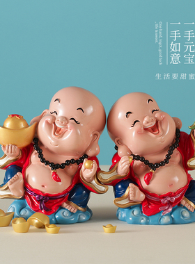 可爱弥勒佛工艺品小摆件客厅家里房间装饰品创意笑佛网红桌面摆设