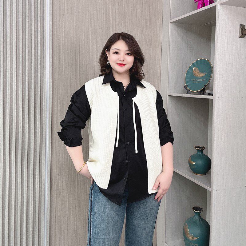 秋季新款包芯纱针织马甲背心女大码胖mm宽松显瘦无袖开衫叠穿上衣