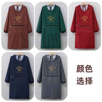 大码防水围裙长袖定制印字200斤加肥加大家用厨房油罩衣大人男士