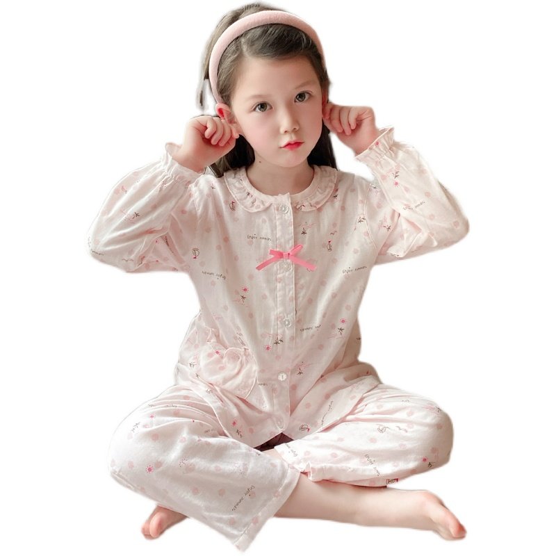 男孩睡衣纯棉挖土机家居服春秋男童薄款长袖夏季空调服冬季暖气服