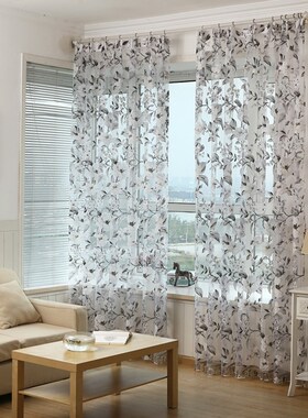 紫色窗帘卧室免打孔飘窗窗纱隔断挂钩式阳台客厅纱帘成品轻奢半帘