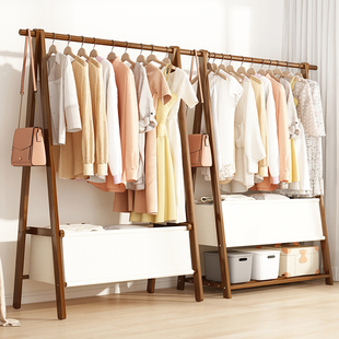 挂衣架卧室落地简易衣帽架家用房间挂衣服的架子可折叠立式晾衣架